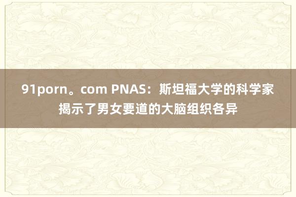 91porn。com PNAS：斯坦福大学的科学家揭示了男女要道的大脑组织各异